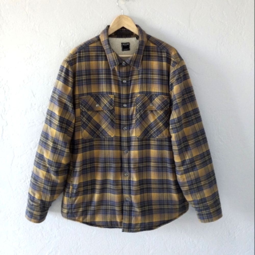 Todd Snyder Portuguese Sherpa Lined Flannel Basecamp Shirt In Yellow Plaid XL